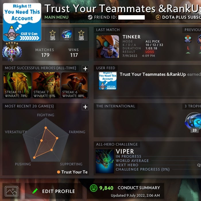 Ancient V | MMR: 4550 - Behavior: 9840