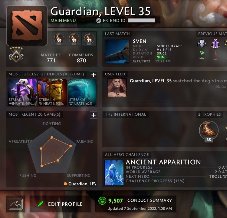 Gardien V | MMR : 1380 - Comportement : 9507