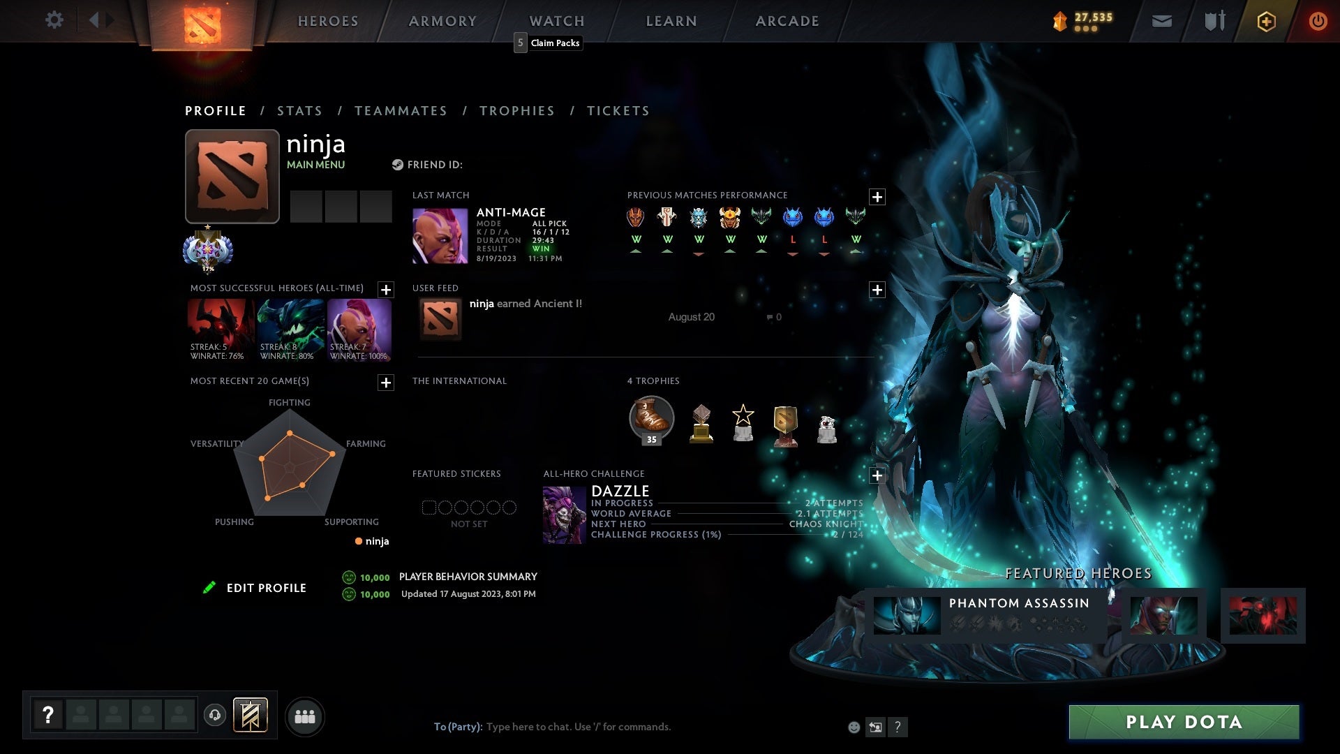 Ancient I | MMR: 3877 - Behavior: 10000 - Communication: 10000