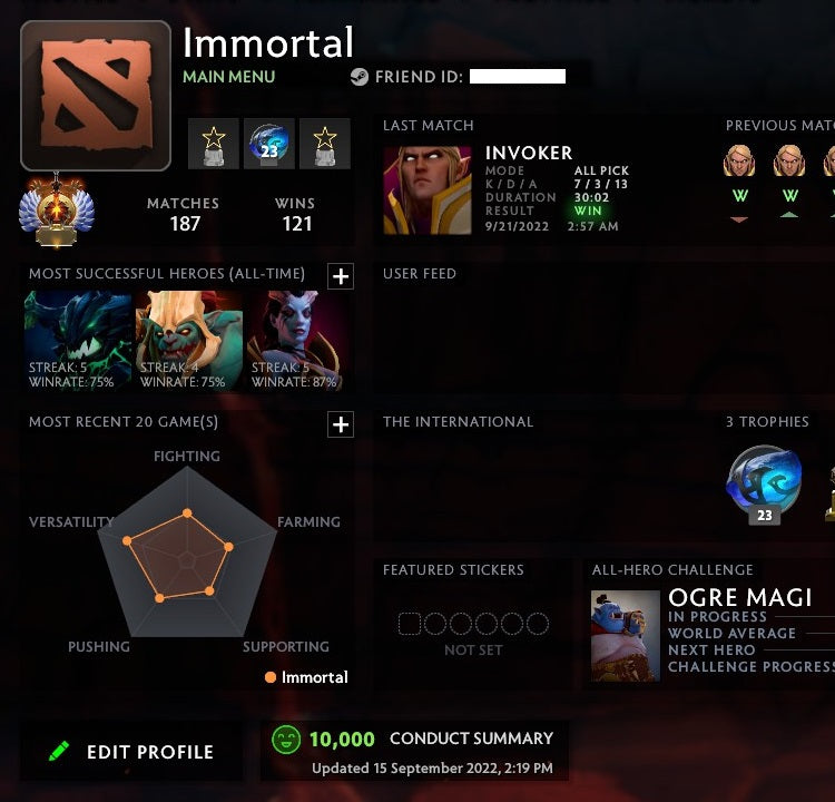 Immortel | MMR : 6020 - Comportement : 10000