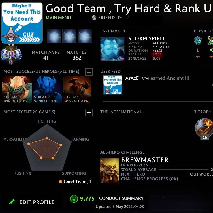 Ancient II | MMR: 3910 - Behavior: 9755