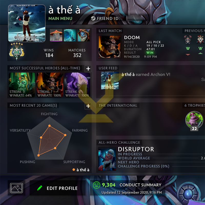 Archonte V | MMR : 3040 - Comportement : 9304