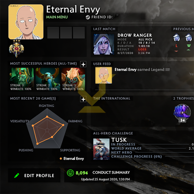 Légende III | MMR : 3400 - Comportement : 8094