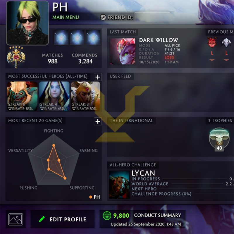 Légende V | MMR : 3610 - Comportement : 9500