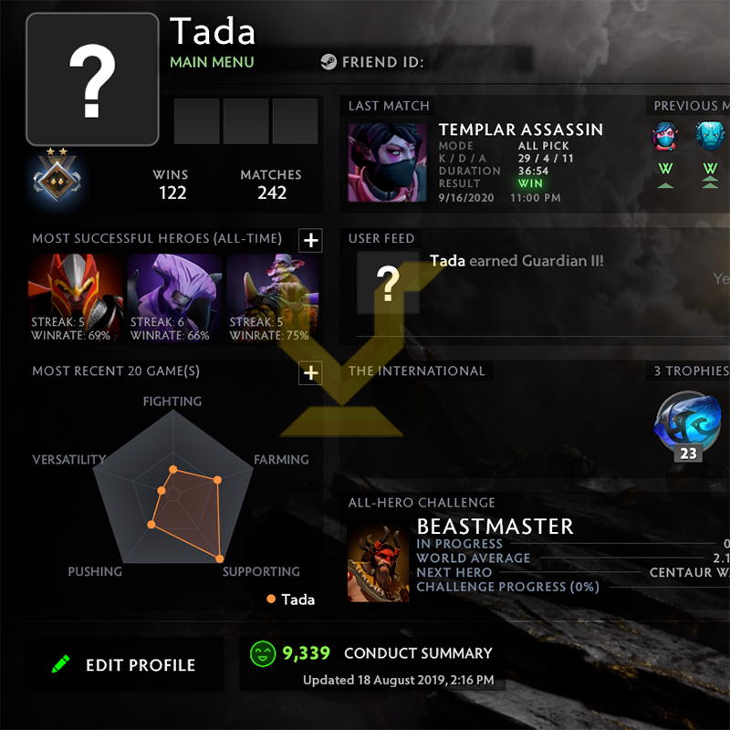 Gardien II | MMR : 1020 - Comportement : 9339