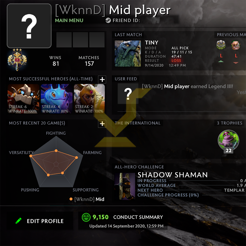 Légende III | MMR : 3460- Comportement : 9150