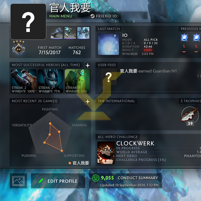 Gardien IV | MMR : 1260 - Comportement : 9055