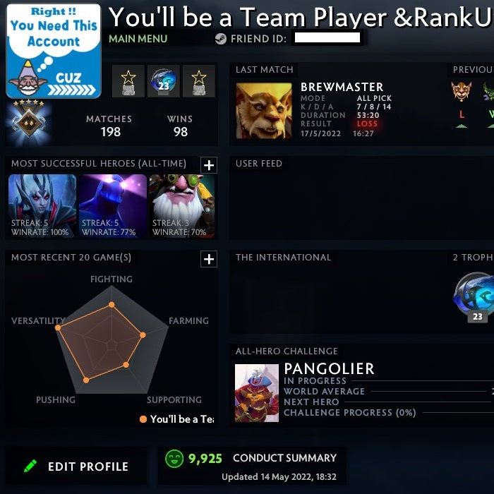 Guardian V | MMR: 1400 - Behavior: 9925