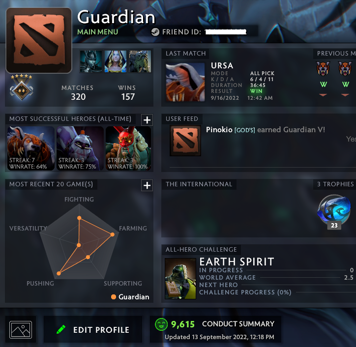 Gardien V | MMR : 1420 - Comportement : 9615