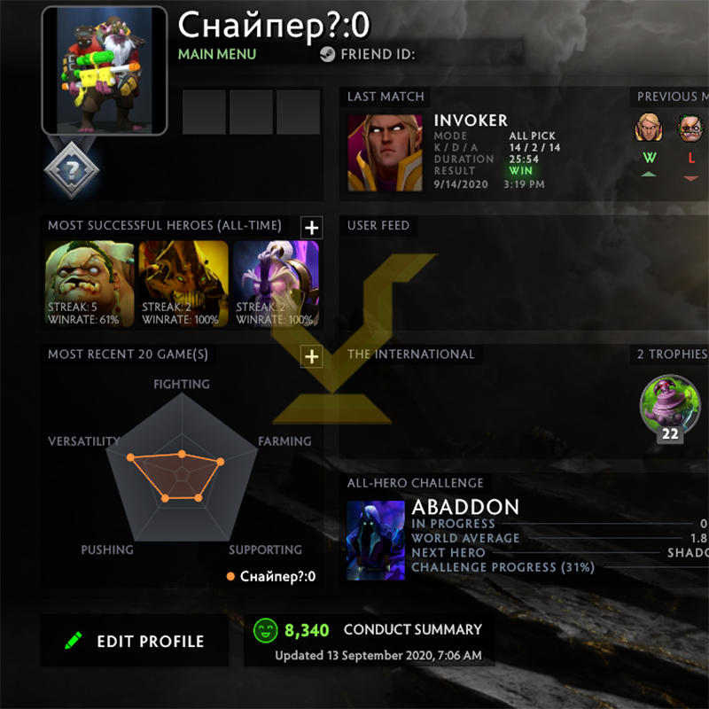 Not Calibrated | MMR: TBD - Behavior: 8340