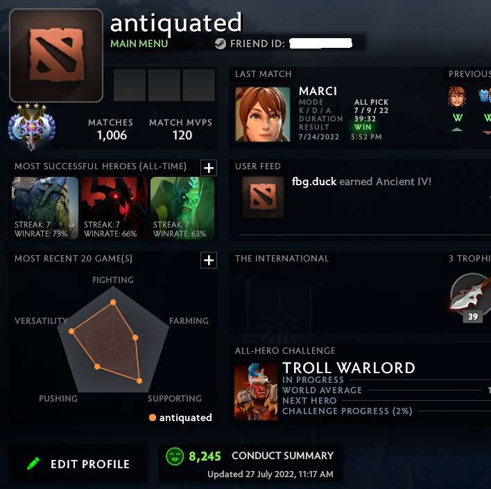 Ancient IV | MMR: 4330 - Behavior: 8245