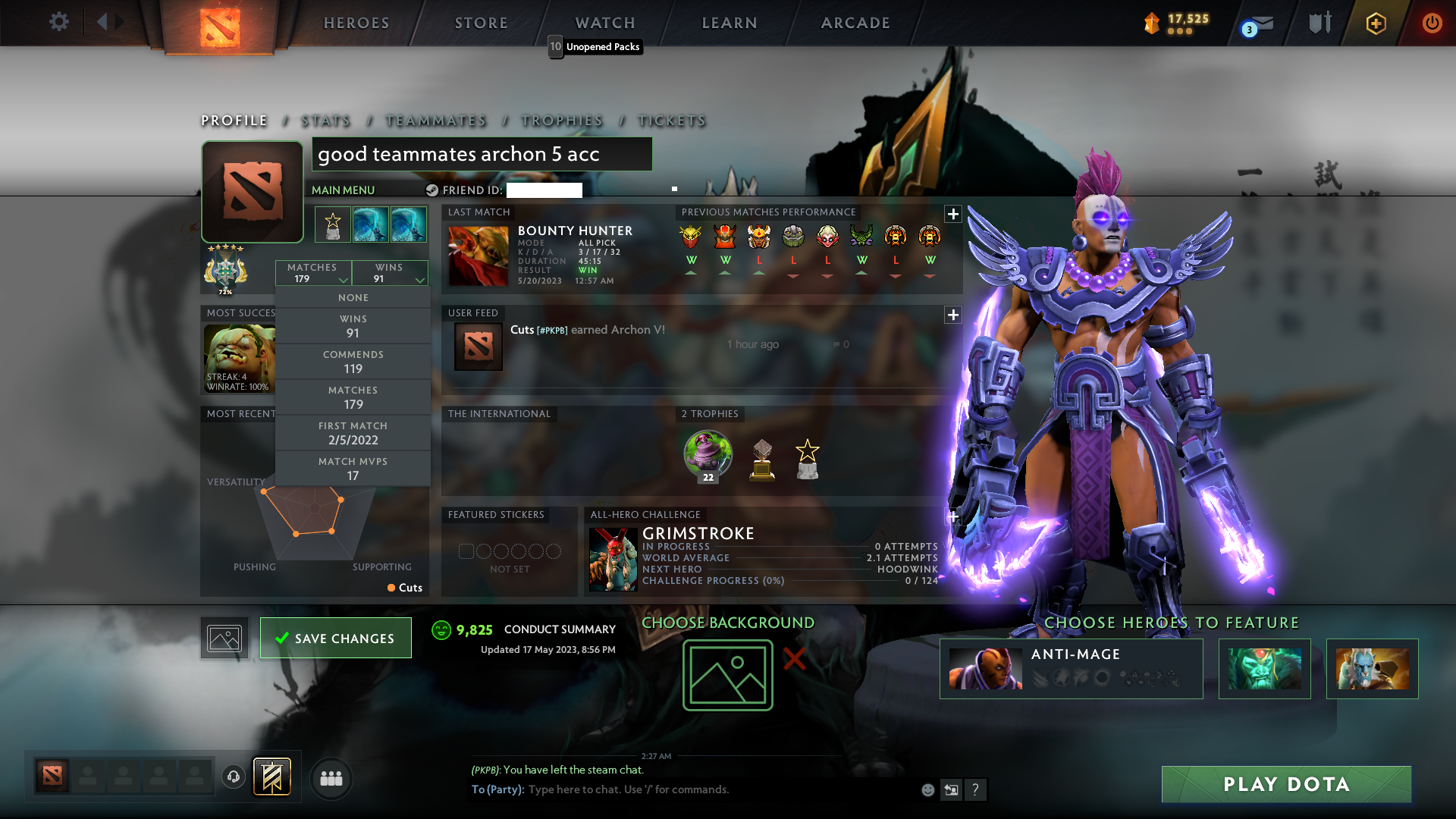 Archon V | MMR: 3038 - Behavior: 9825
