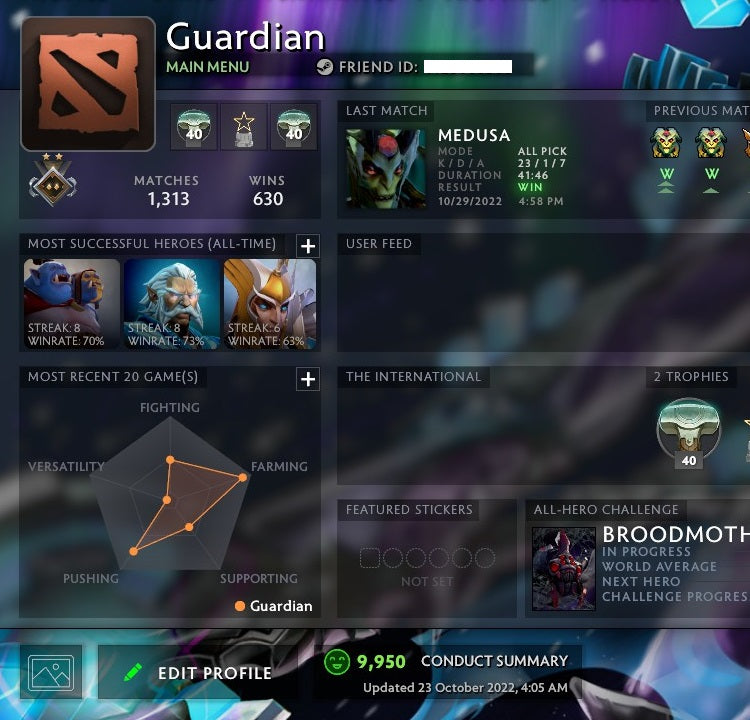 Gardien II | MMR : 1020 - Comportement : 9950