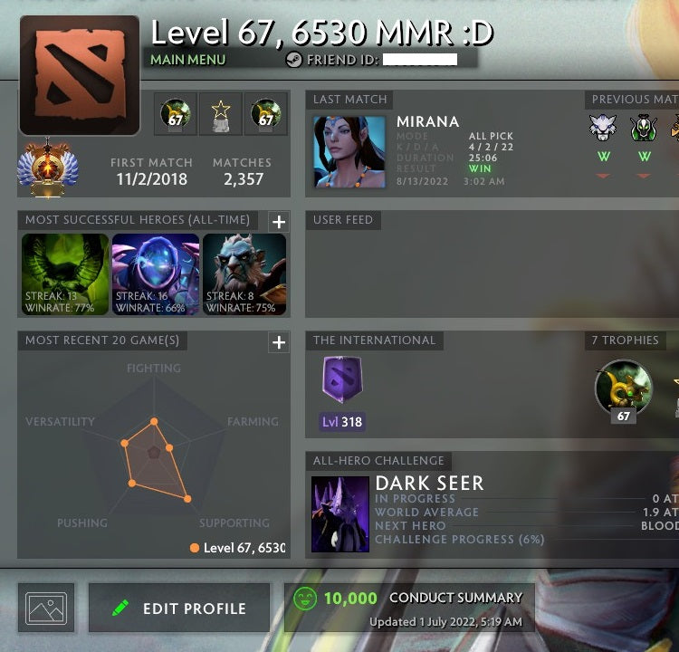 Immortel | MMR : 6530 - Comportement : 10000