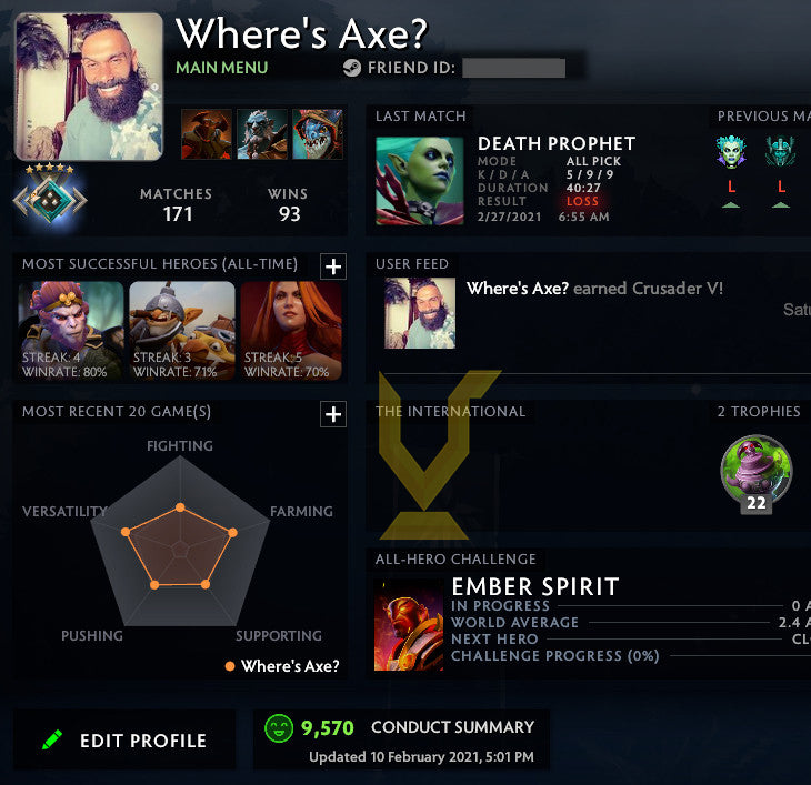 Croisé V | MMR : 2240 - Comportement : 9570