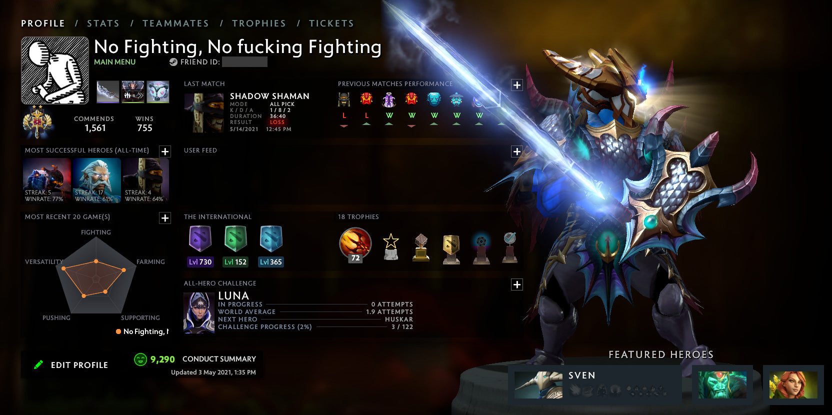 Legend II | MMR: 3350 - Behavior: 9290