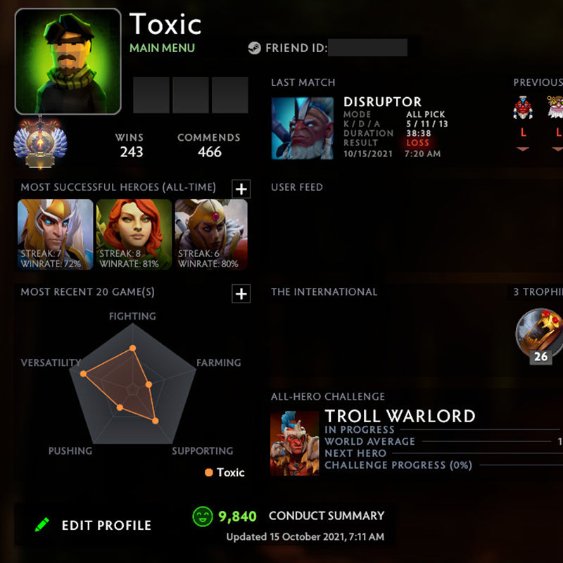 Immortel | MMR : 5490 - Comportement : 9840