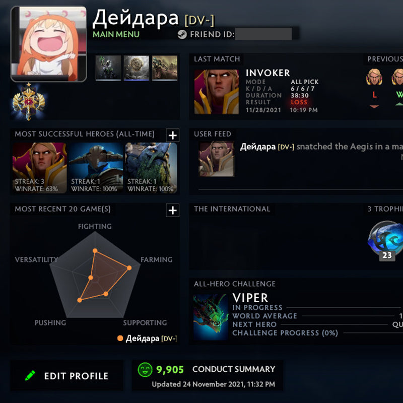 Légende I | MMR : 3170 - Comportement : 9905