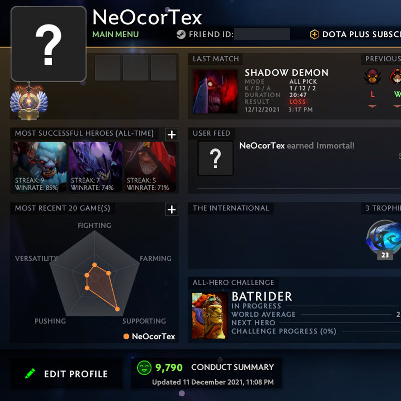 Immortel | MMR : 5740 - Comportement : 9790