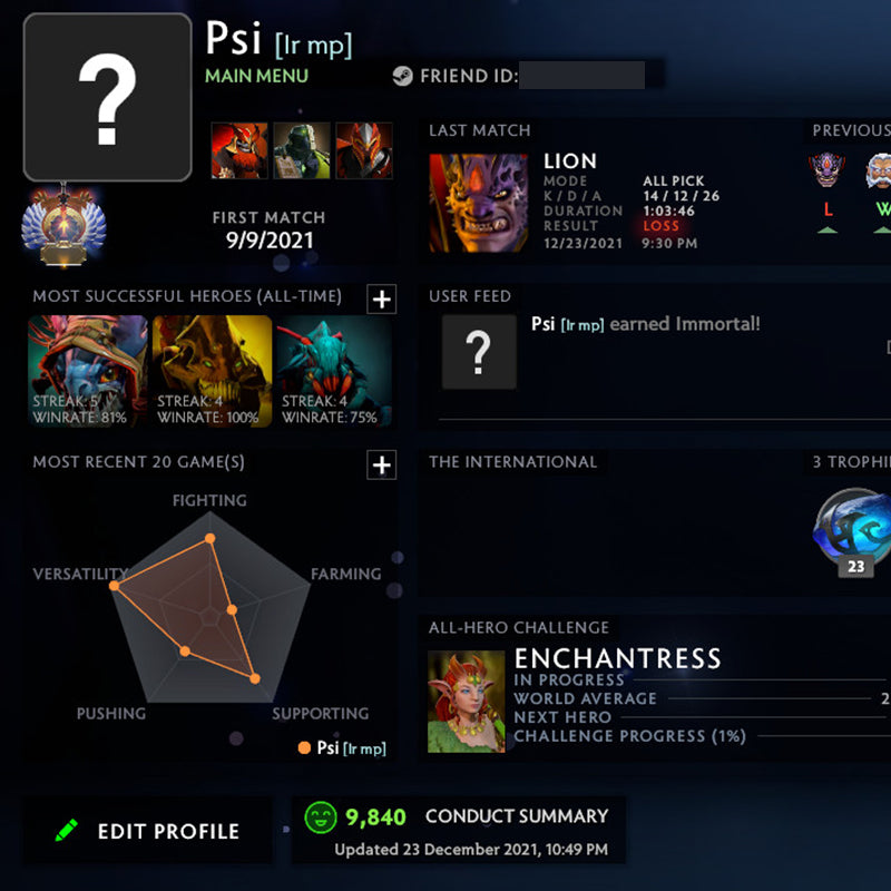 Immortel | MMR : 5860 - Comportement : 9840