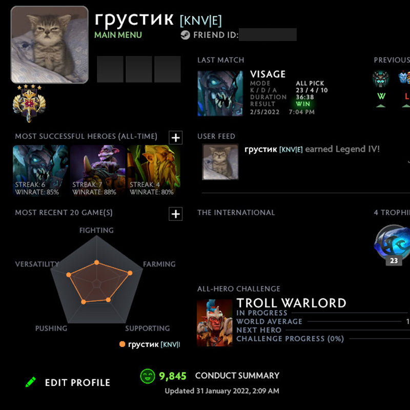 Legend IV | MMR: 3600 - Behavior: 9845