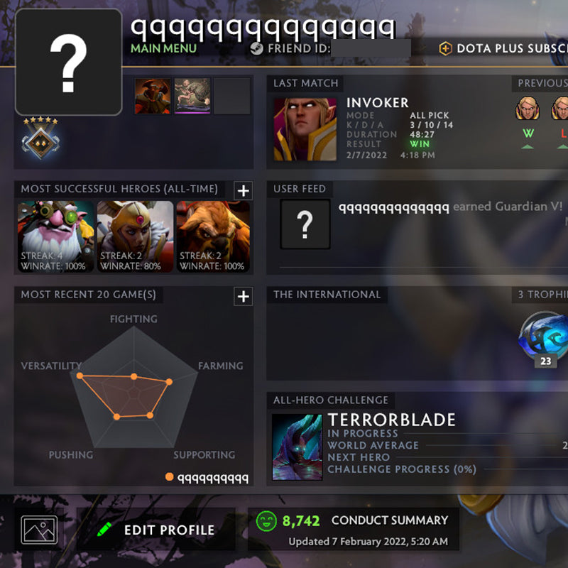 Gardien V | MMR : 1480 - Comportement : 8742