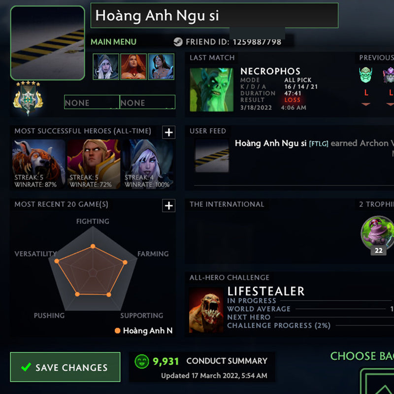 Archonte V | MMR : 2980 - Comportement : 9931