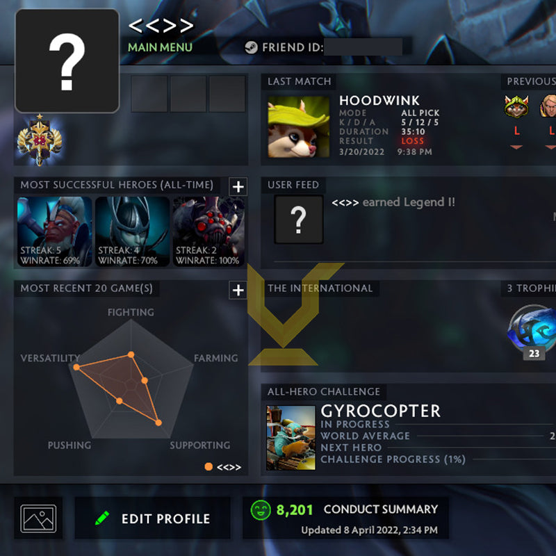 Legend I | MMR: 3070 - Behavior: 8201