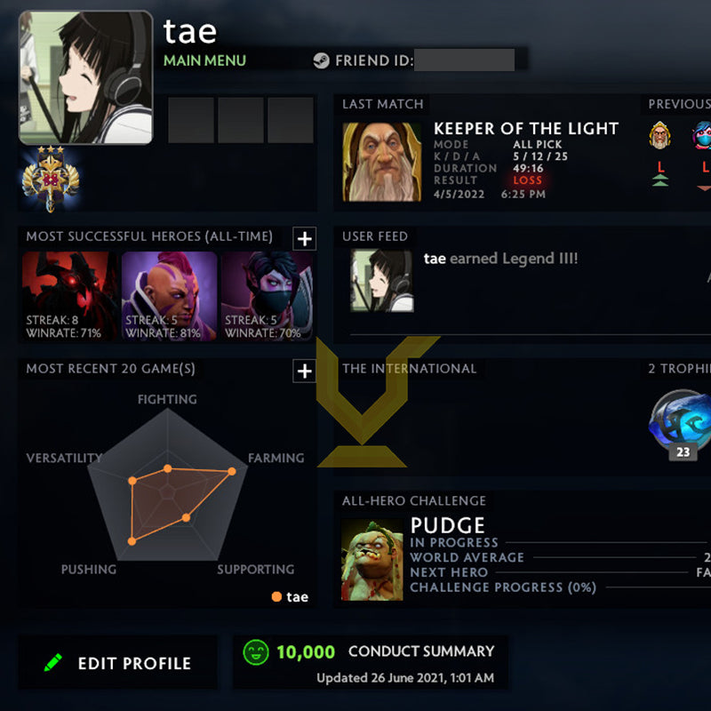 Legend III | MMR: 3510 - Behavior: 10000