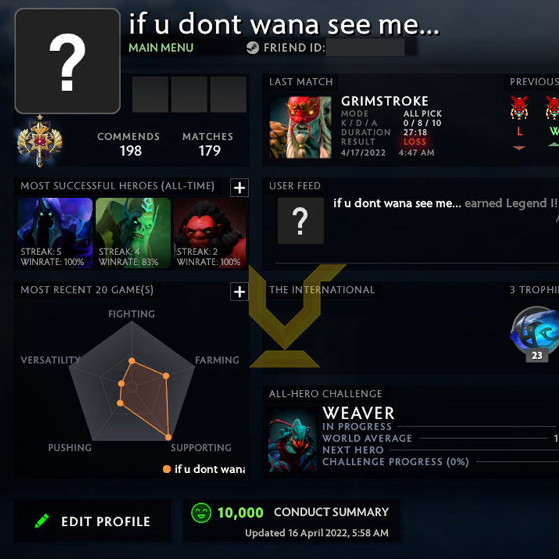 Legend I | MMR: 3180 - Behavior: 10000