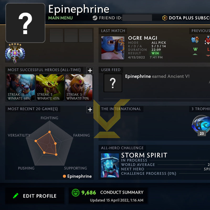 Ancient V | MMR: 4610 - Behavior: 9686