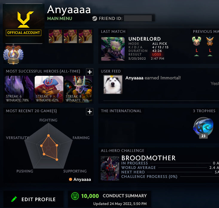 Immortal | MMR: 5600 - Behavior: 10000