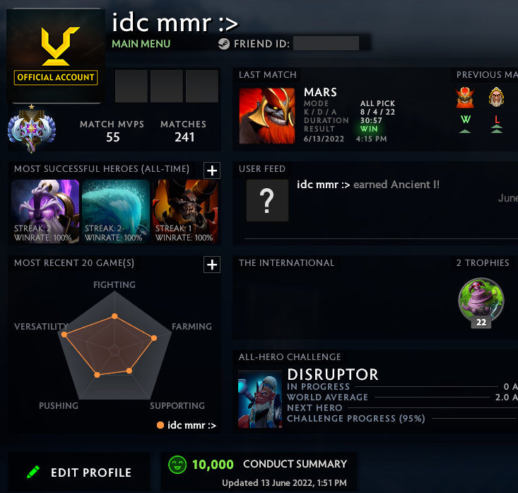 Ancient I | MMR: 3960 - Behavior: 10000