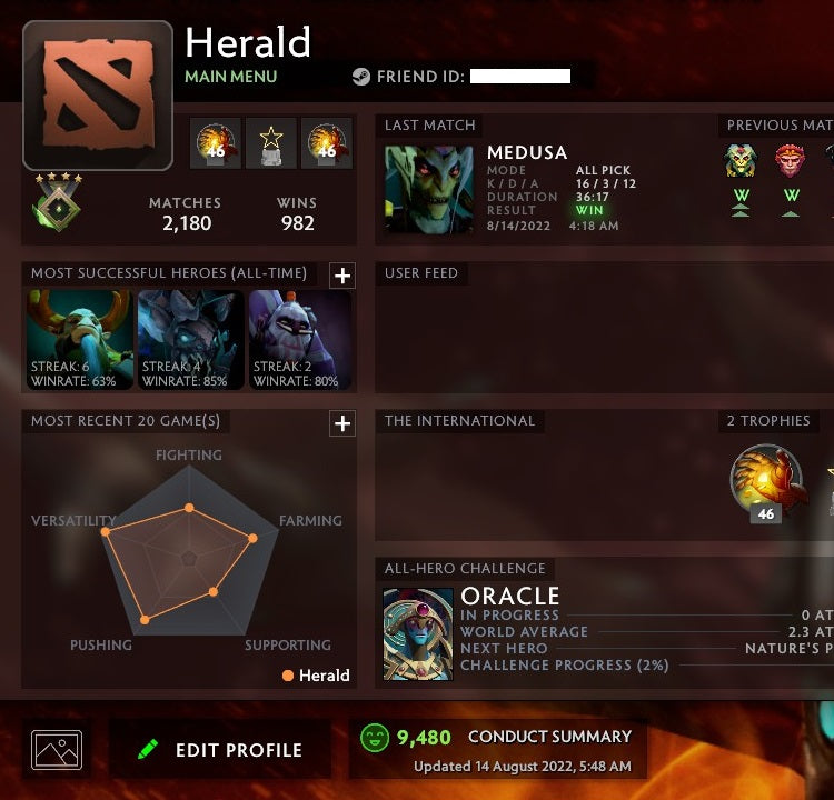 Herald IV | MMR: 520 - Behavior: 9480