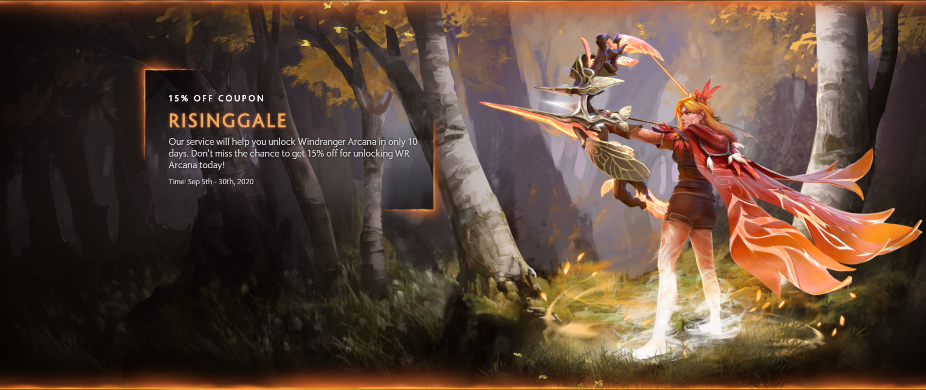 [TI 10] 15% Off for Windranger Arcana Unlock