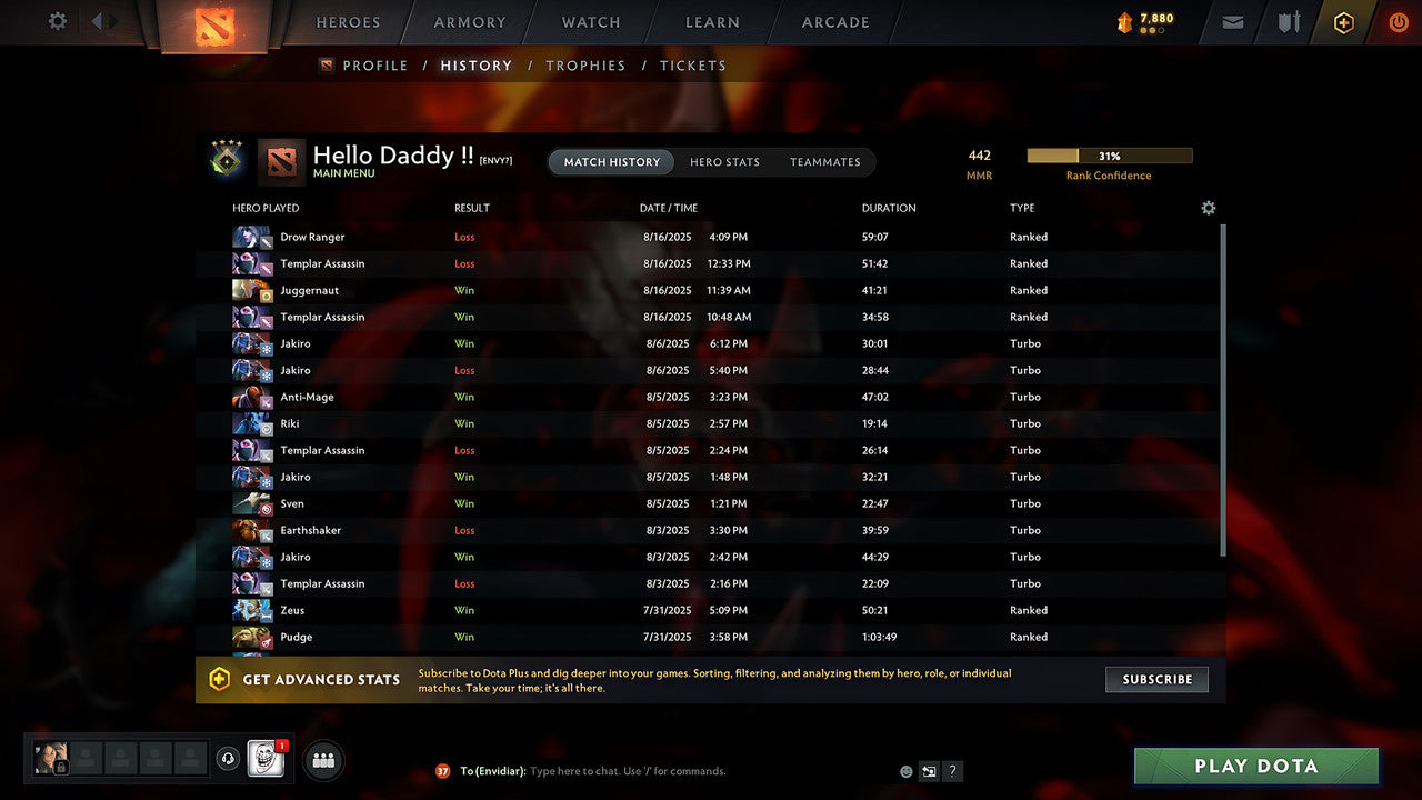 MMR: 442 - Behavior: 7275 - Communication: 7275