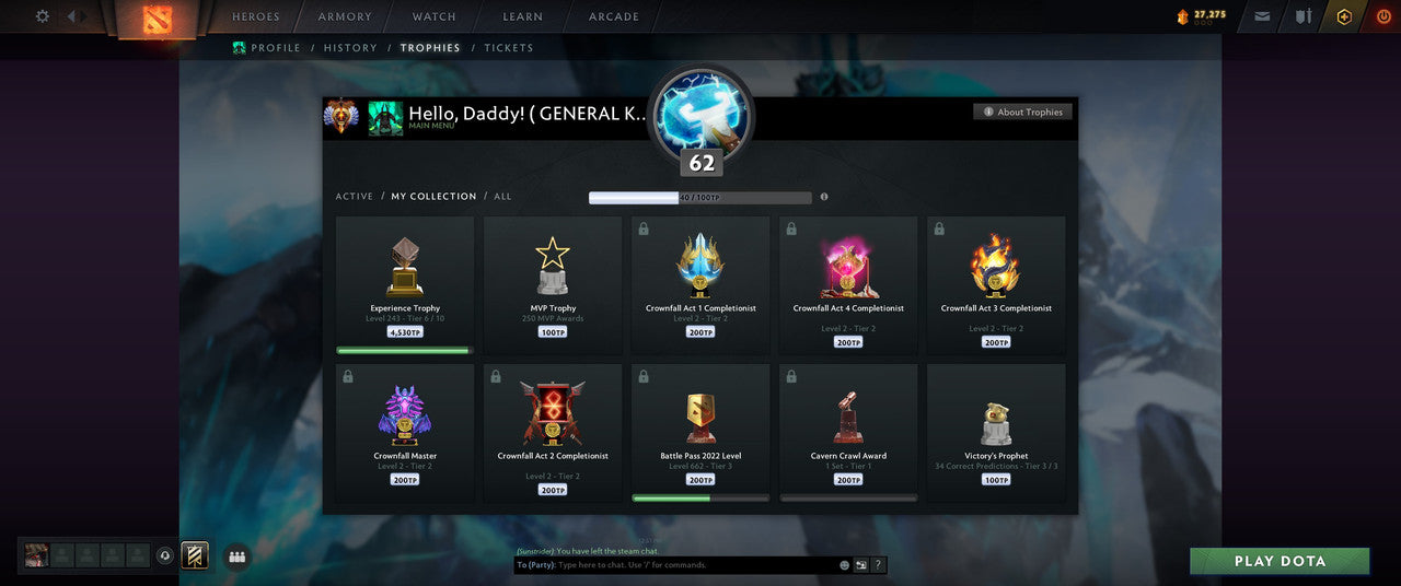 Immortal [ 100 ] | MMR: 12376 - Behavior: 9373