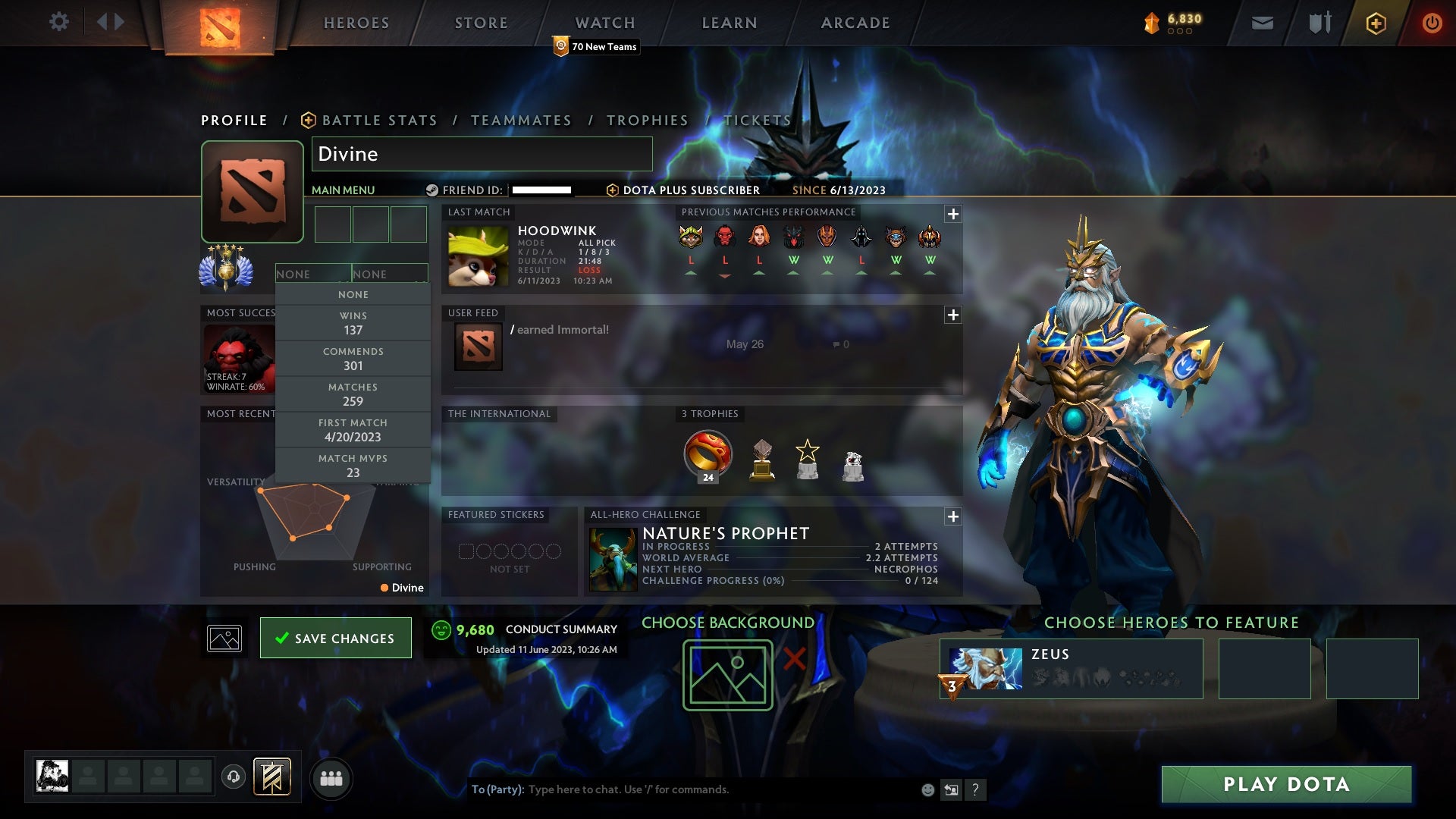 Divine V | MMR: 5392 - Behavior: 9680