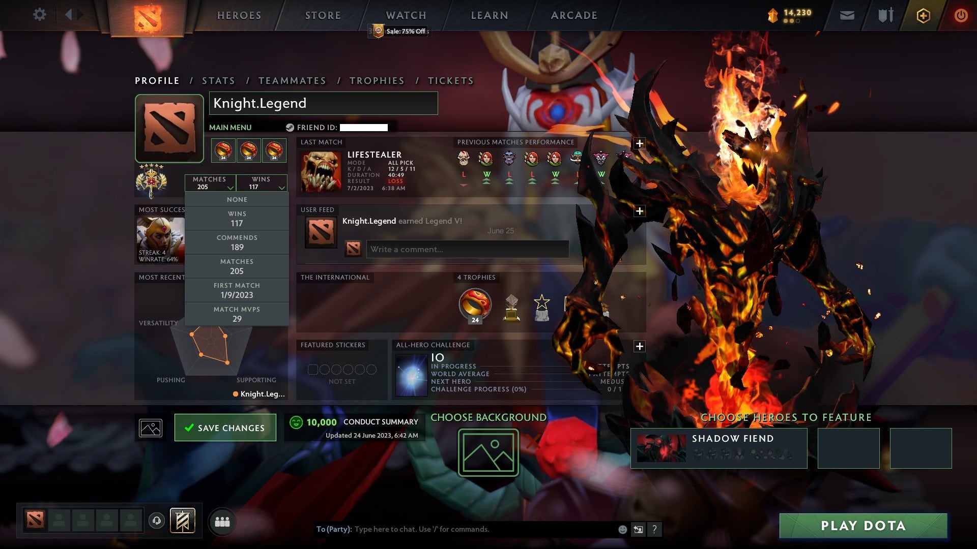 Legend V | MMR: 3644 - Behavior: 10000