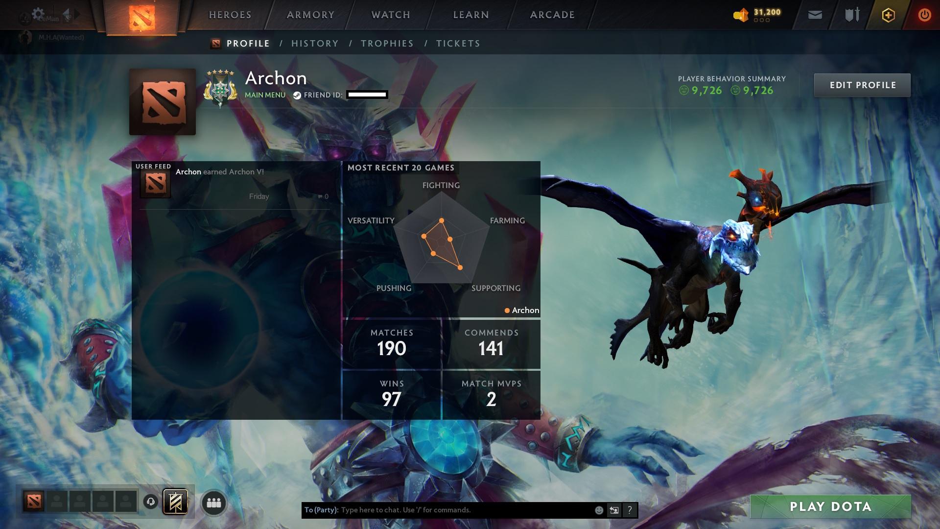 Archon V | MMR: 2872 - Behavior: 9726 - Communication: 9726