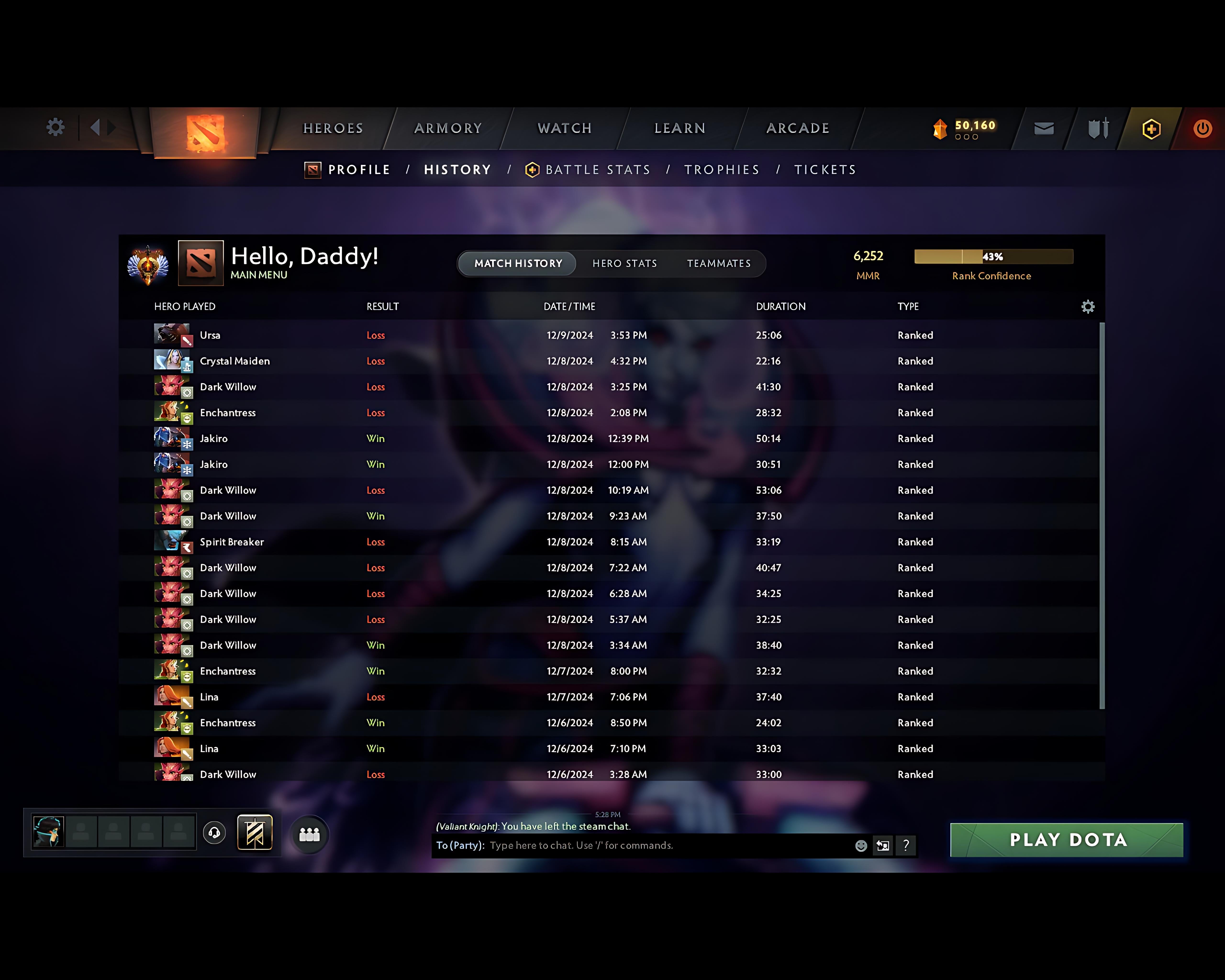 Immortal | MMR: 6252 - Behavior: 10959 - Communication: 10959