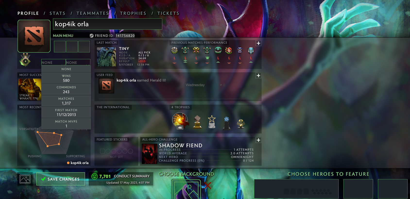 Herald I | MMR: 1 - Behavior: 7701