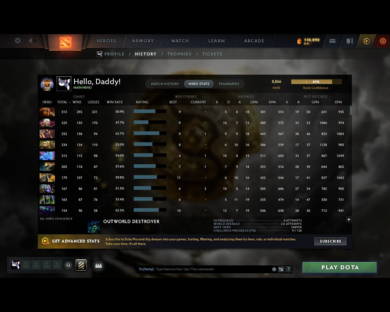 Immortal [1049] | MMR: 8866 - Behavior: 9712