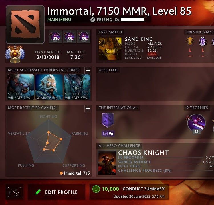 Immortal | MMR: 7150 - Behavior: 10000