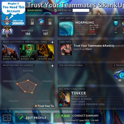 Ancient V | MMR: 4320 - Behavior: 9840