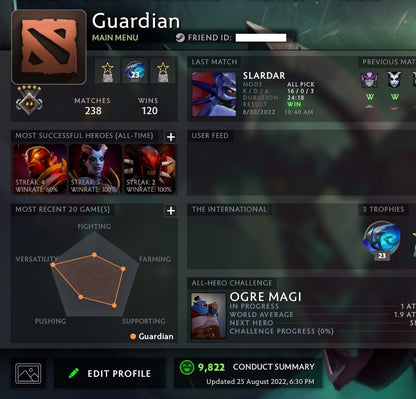 Gardien V | MMR : 1400 - Comportement : 9822 