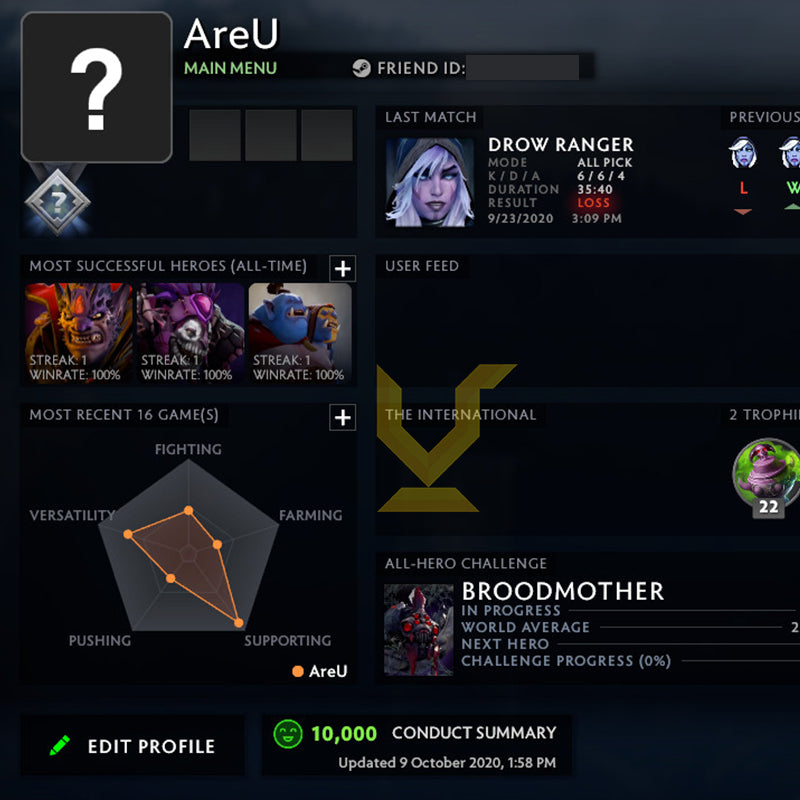 Not Calibrated |  MMR: TBD - Behavior: 10000