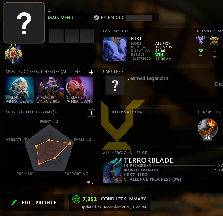 Legend II | MMR : 3180 - Behavior : 7352