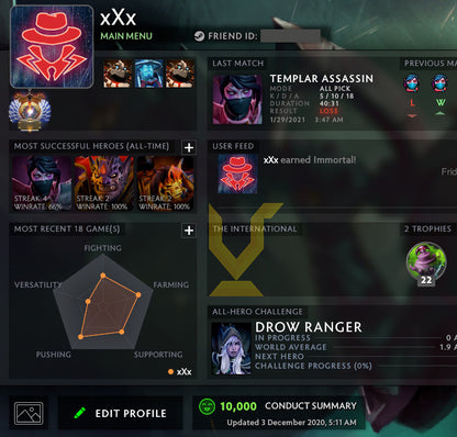 Immortel | MMR : 5900 - Comportement : 10000