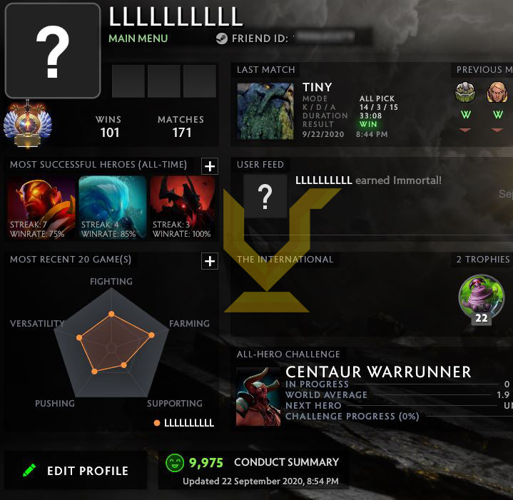 Immortel | MMR : 6000 - Comportement : 10000